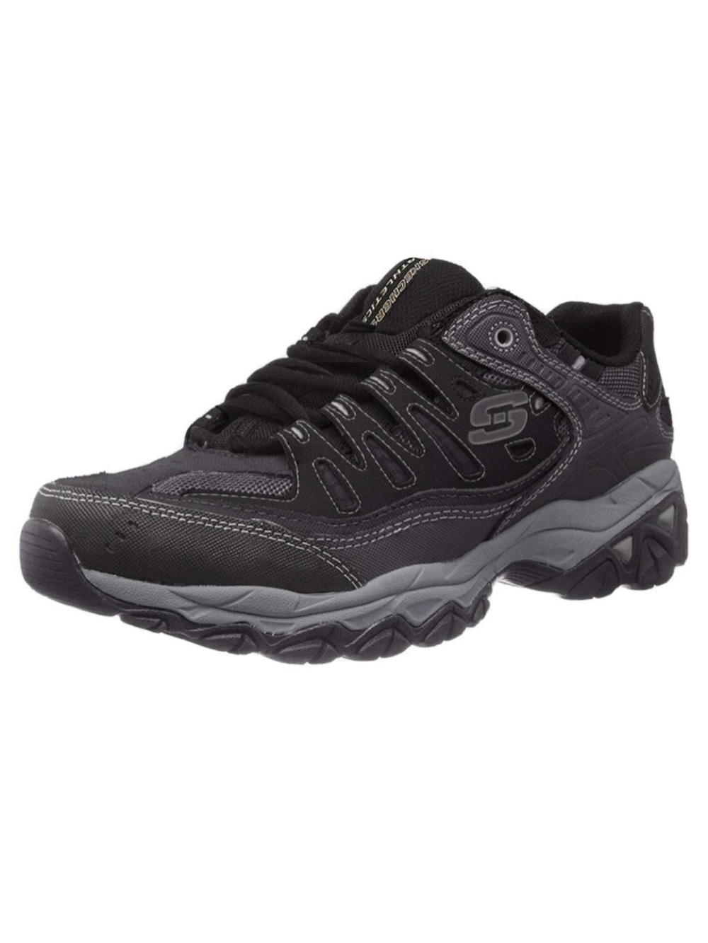 Skechers after burn black sneakers men’s size 12 leather fabric training